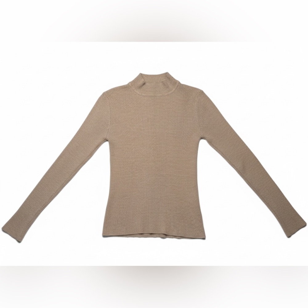 SHEIN Tan Ribbed Mock Turtleneck Sweater Women’s Size Small